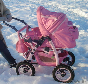 Коляска-трансформер зима/лето розовая #53673