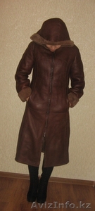 Продам дубленку с капюшоном,  коричневый #167213