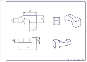 черчение сложных детали. все проекции 3д,  изометрия #258014