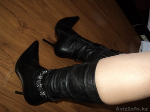 сапоги кожа осень-весна,  на высоком каблуке #665565