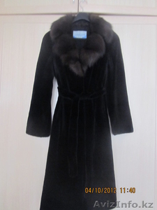 Продам шубу норковую,  черную,  стриженную,  с соболевым воротником, ниже колен, 46 р #767355