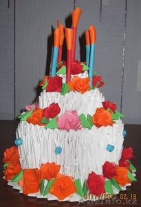 Сувенирный праздничный торт-оригами #788187