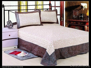 Покрывало из х/б и атласа. #877901