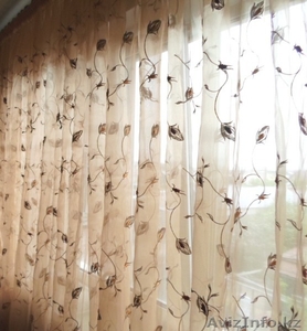 Красивейшие шторы-тюль из органзы нежного персикового цвета #910673