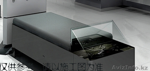 Большой кожаный пуфик для обуви. Цвет серый #969227