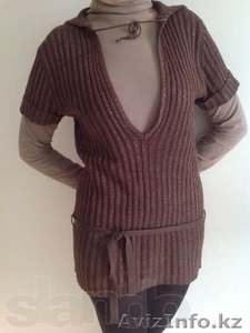 Туника вязаная  тёплая, с капюшоном р-р 38-40 #779478