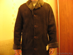 дублёнка, мужская, цвет тёмно-коричневый #1013420