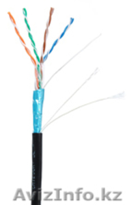 Кабель NETLAN FTP 4 пары,  Кат.5е,  внешний,  PE -40C,  одножильный,  100МГц,  черный,  #1016096