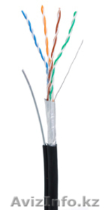 Кабель NETLAN FTP 4 пары,  Кат.5е,  внешний с тросом,  PE -40C,  одножильный,  100МГц #1016097