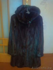 норковая шуба с капюшоном #1041200