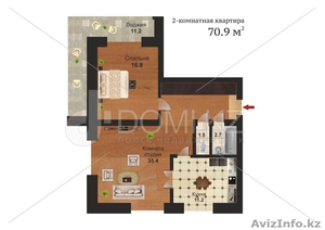 Продам двухкомнатную квартиру в ЖК семь палат 70, 9 кв.м. #1076562