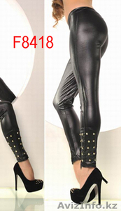  Виниловые черные легенсы с шипами #1077524