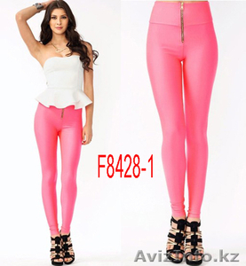  Розовые легенсы с высокой талией и замком #1077507