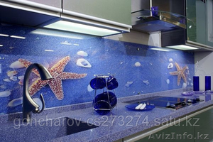 Кухонный фартук из каленого стекла с эффектом 3D. Изготовление и монтаж. #1099362