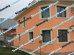 оформление фасада декором из пенопласта - карнизы,  колонны,  оконные наличники  #1126742