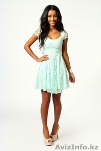 Ментоловое Кружевное платье с рукавом размер M, XL #1142576