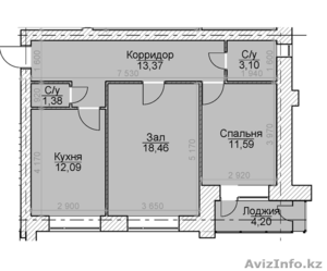 2 комнатная квартира,  62 кв м,  Сейфуллина-Бейсекова #1163338