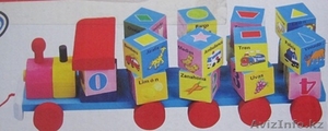 Деревянный развивающий паровозик каталка 46162-1 #1290232
