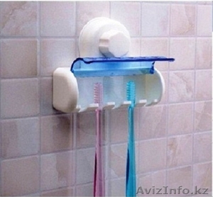 Держатель для 5 зубных щеток на вакуумной присоске в ванную 43184. #1304530