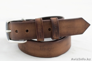 фирменный кожаный ремень ручной работы марки ANJEY&ALEX #1316935