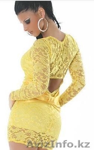 Акция Платье гипюровое мини,  желтое-с бантиком на попе #1359620