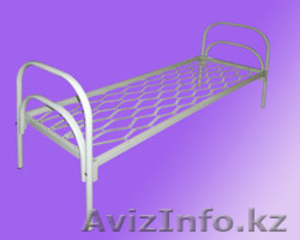 Кровати железные одноярусные для санаториев,  кровати металлические с ДСП спинкой #1436422