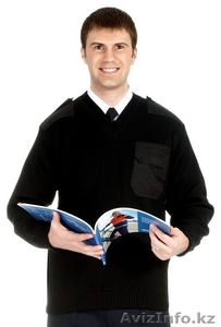 Джемпер мужской форменный с накладками (черный)  #1527559