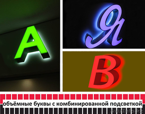 Объёмные буквы с комбинированной подсветкой (изготовление,  монтаж). #1486789