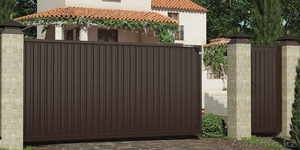 Автоматические откатные ворота с профлистом #1636011