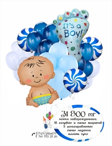 Гелиевые воздушные шарики,  доставка шаров на выписку для мальчика #1507933